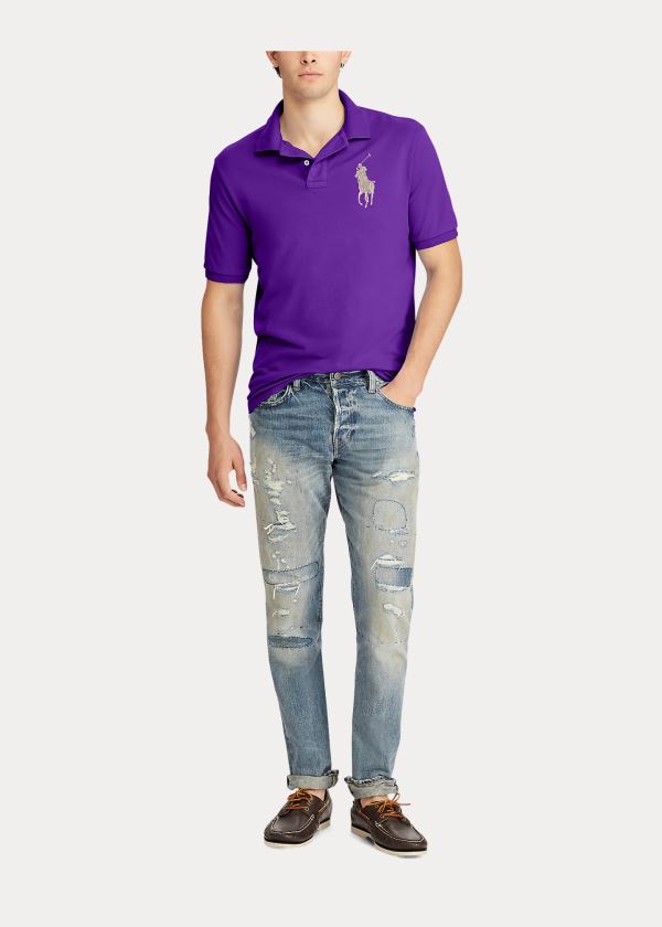 Koszulki Polo Ralph Lauren Slim Fit Mesh Polo Shirt Męskie Fioletowe | ULMB2158