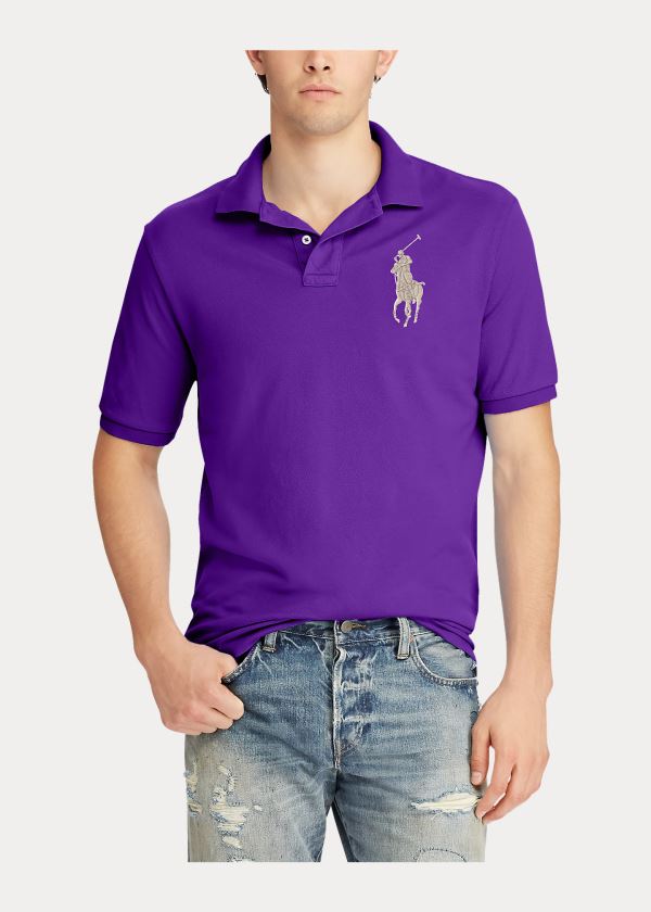 Koszulki Polo Ralph Lauren Slim Fit Mesh Polo Shirt Męskie Fioletowe | ULMB2158