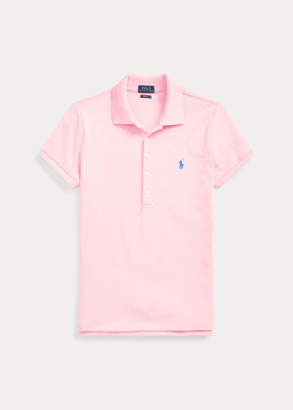 Koszulki Polo Ralph Lauren Slim Fit Stretch Polo Shirt Damskie Różowe | IUHP8854