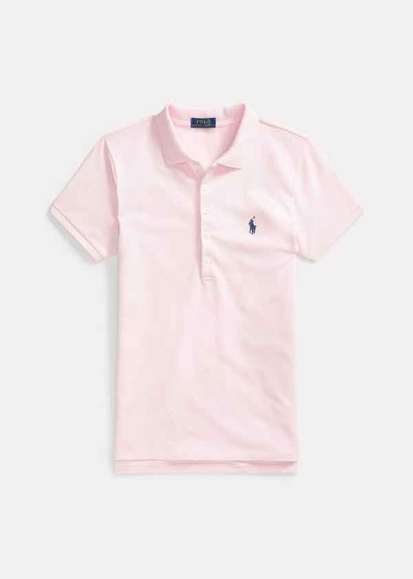 Koszulki Polo Ralph Lauren Slim Fit Stretch Polo Shirt Damskie Różowe | PUIW5626