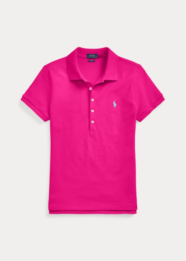 Koszulki Polo Ralph Lauren Slim Fit Stretch Polo Shirt Damskie Jasny Różowe | HTCB5112