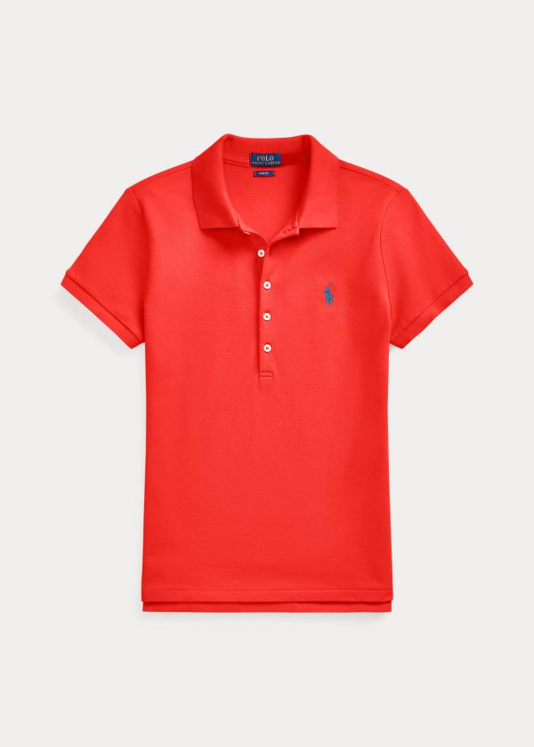 Koszulki Polo Ralph Lauren Slim Fit Stretch Polo Shirt Damskie Czerwone | KGTG6548