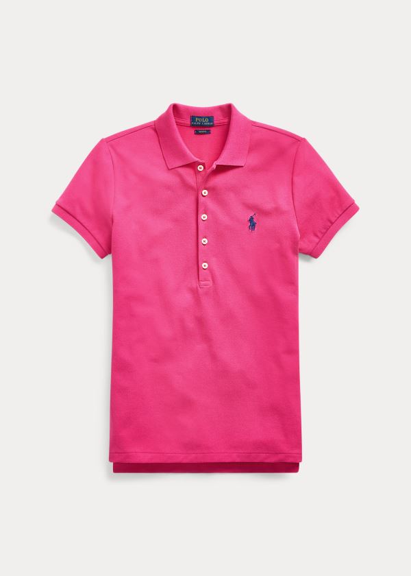 Koszulki Polo Ralph Lauren Slim Fit Stretch Polo Shirt Damskie Jasny Różowe | NRUG5087