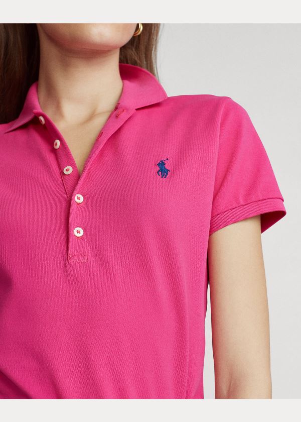 Koszulki Polo Ralph Lauren Slim Fit Stretch Polo Shirt Damskie Jasny Różowe | NRUG5087