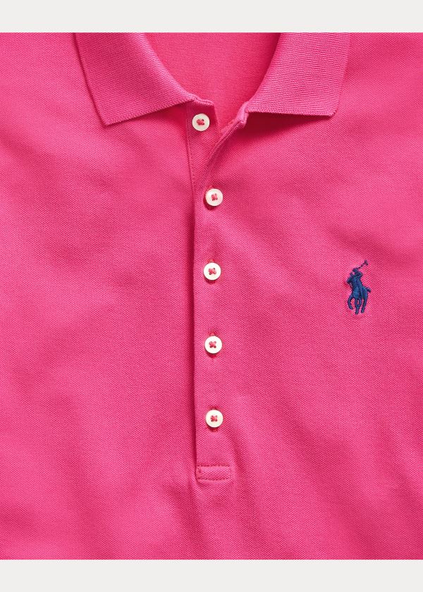 Koszulki Polo Ralph Lauren Slim Fit Stretch Polo Shirt Damskie Jasny Różowe | NRUG5087