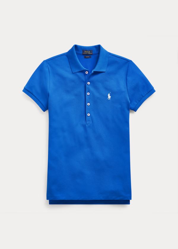 Koszulki Polo Ralph Lauren Slim Fit Stretch Polo Shirt Damskie Niebieskie | VPYV9278