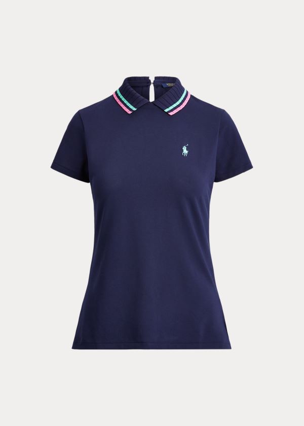 Koszulki Polo Ralph Lauren Tailored Fit Stretch Golf Polo Damskie Granatowe Białe | QCUF2301