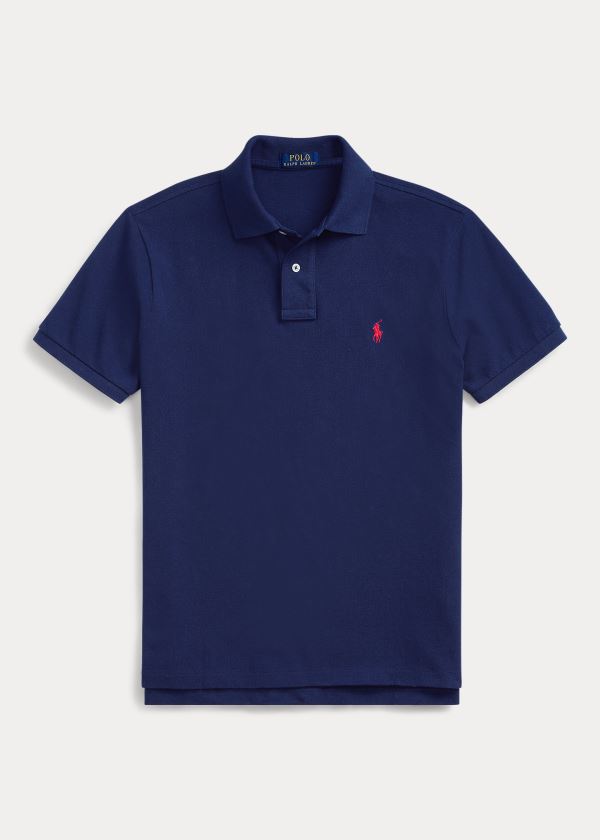 Koszulki Polo Ralph Lauren The Iconic Mesh Polo Shirt - All Fits Męskie Granatowe Czerwone | VLCL3501