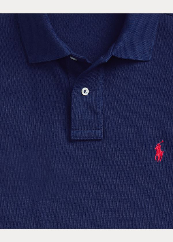 Koszulki Polo Ralph Lauren The Iconic Mesh Polo Shirt - All Fits Męskie Granatowe Czerwone | VLCL3501