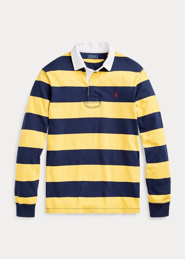 Koszulki Polo Ralph Lauren The Iconic Rugby Shirt Męskie Granatowe Złote | KDMY7681