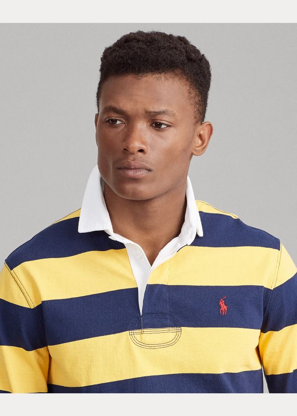 Koszulki Polo Ralph Lauren The Iconic Rugby Shirt Męskie Granatowe Złote | KDMY7681