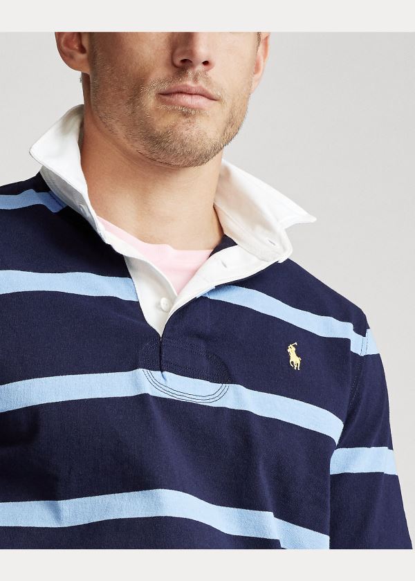 Koszulki Polo Ralph Lauren The Iconic Rugby Shirt Męskie Granatowe Niebieskie | XFMV6923