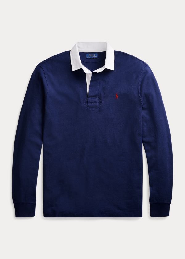 Koszulki Polo Ralph Lauren The Iconic Rugby Shirt Męskie Granatowe Czerwone | SETT3745