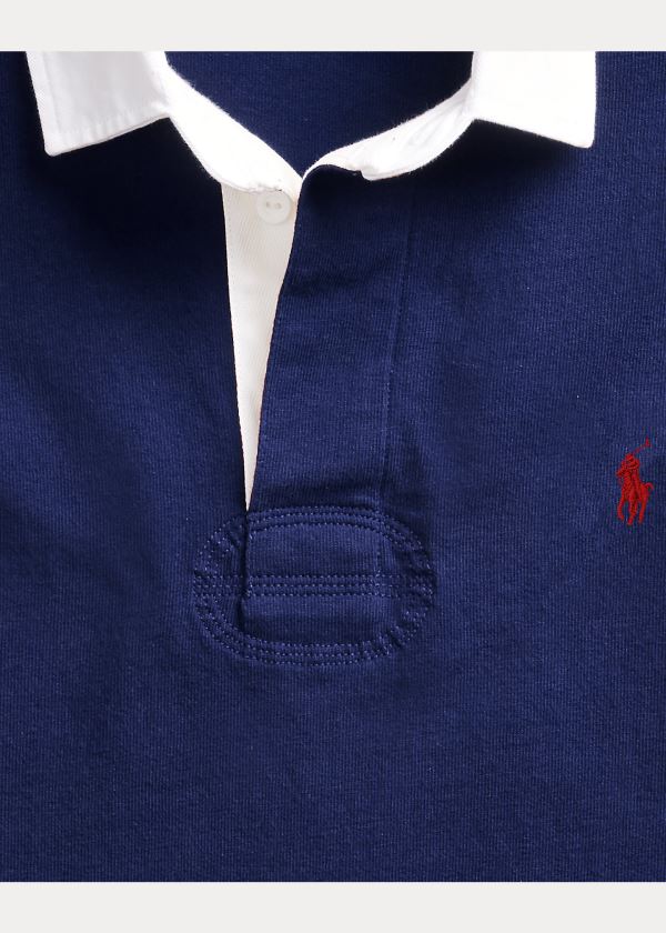 Koszulki Polo Ralph Lauren The Iconic Rugby Shirt Męskie Granatowe Czerwone | SETT3745