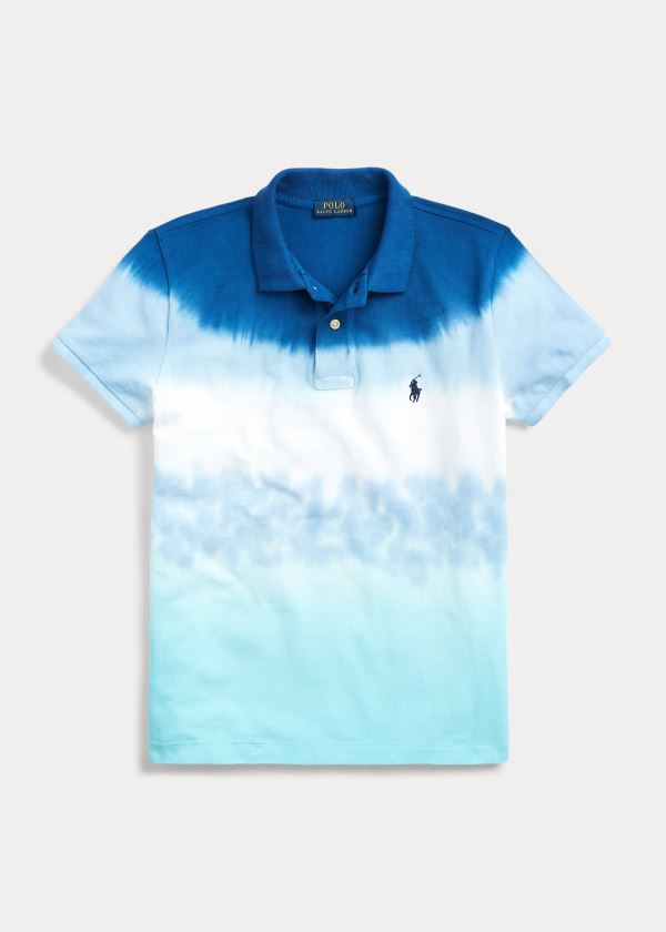 Koszulki Polo Ralph Lauren Tie-Dye Polo Shirt Damskie Białe Niebieskie | NQTR0027