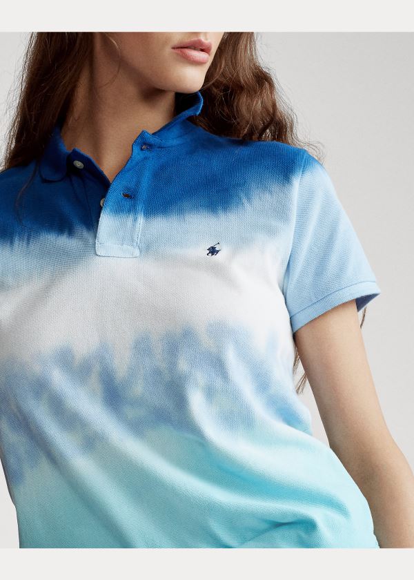 Koszulki Polo Ralph Lauren Tie-Dye Polo Shirt Damskie Białe Niebieskie | NQTR0027