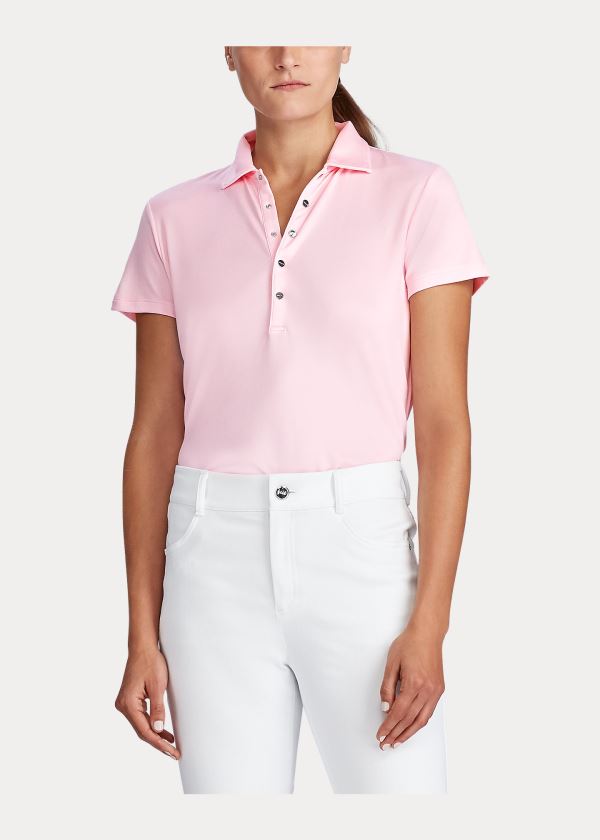 Koszulki Polo Ralph Lauren Two-Tone Mesh Golf Polo Damskie Różowe Białe | NSKS9110