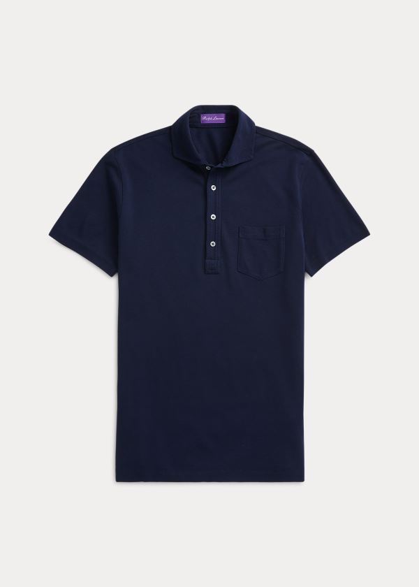 Koszulki Polo Ralph Lauren Washed Piqu? Polo Shirt Męskie Granatowe | ZEOS4358