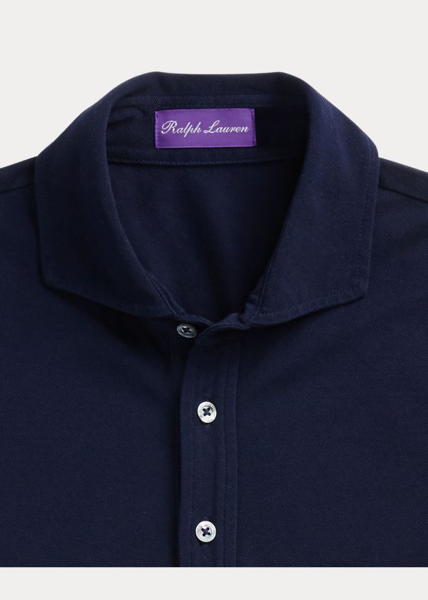 Koszulki Polo Ralph Lauren Washed Piqu? Polo Shirt Męskie Granatowe | ZEOS4358