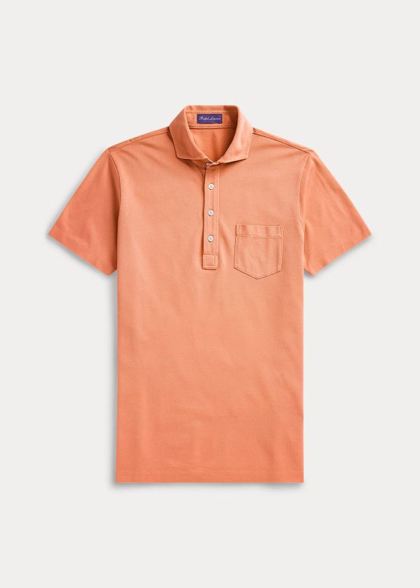 Koszulki Polo Ralph Lauren Washed Piqu? Polo Shirt Męskie Pomarańczowe | HEKX3035