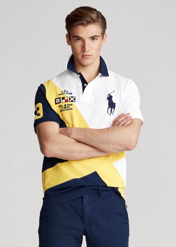 Koszulki Polo Ralph Lauren Yacht Club Mesh Polo Shirt - All Fits Męskie Białe Kolorowe | NYJM3573