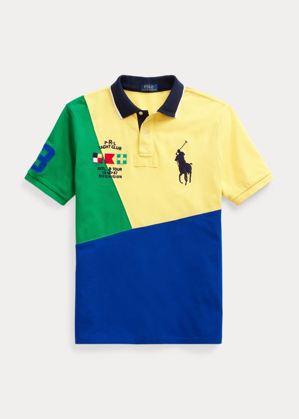 Koszulki Polo Ralph Lauren Yacht Club Mesh Polo Shirt - All Fits Męskie Żółte Kolorowe | MQEC5795