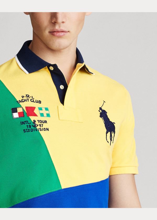 Koszulki Polo Ralph Lauren Yacht Club Mesh Polo Shirt - All Fits Męskie Żółte Kolorowe | MQEC5795