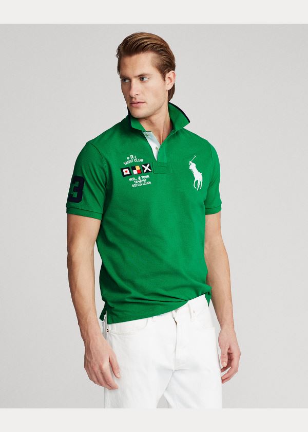 Koszulki Polo Ralph Lauren Yacht Club Mesh Polo Shirt - All Fits Męskie Zielone | BKJB2582