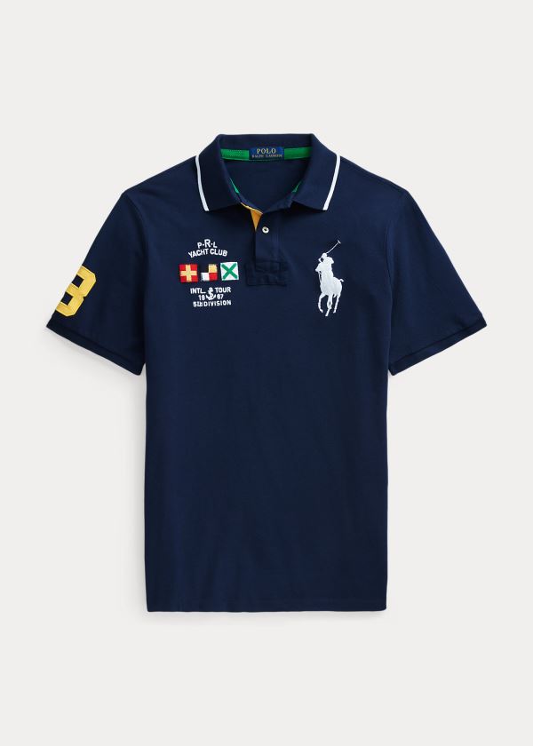 Koszulki Polo Ralph Lauren Yacht Club Mesh Polo Shirt - All Fits Męskie Granatowe | TEWP1905