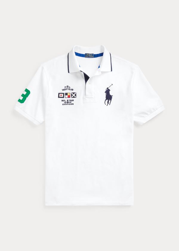 Koszulki Polo Ralph Lauren Yacht Club Mesh Polo Shirt Męskie Białe | WEAE8735