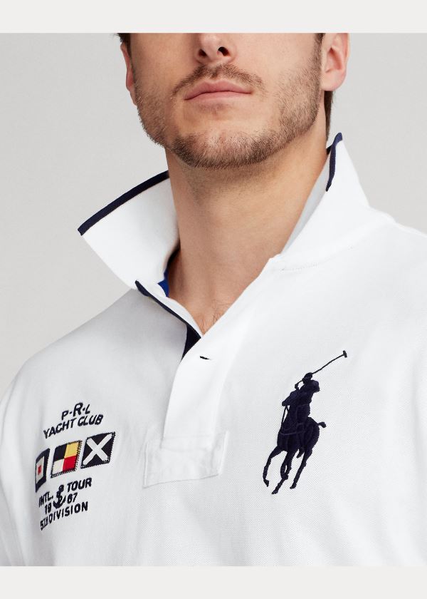 Koszulki Polo Ralph Lauren Yacht Club Mesh Polo Shirt Męskie Białe | WEAE8735