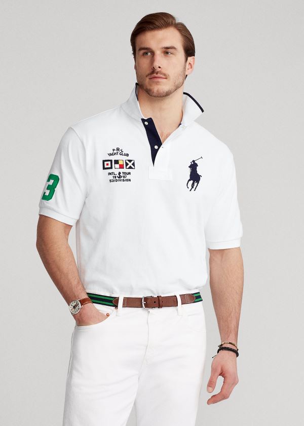 Koszulki Polo Ralph Lauren Yacht Club Mesh Polo Shirt Męskie Białe | WEAE8735