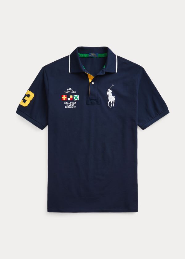 Koszulki Polo Ralph Lauren Yacht Club Mesh Polo Shirt Męskie Granatowe | PDLB0997