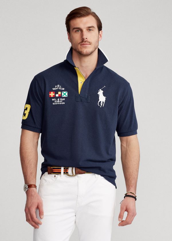 Koszulki Polo Ralph Lauren Yacht Club Mesh Polo Shirt Męskie Granatowe | PDLB0997