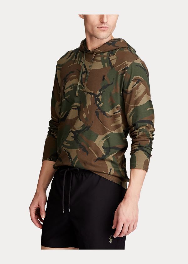 Koszulki Ralph Lauren Camo Cotton Hooded T-Shirt Męskie Camo | JFRU5100