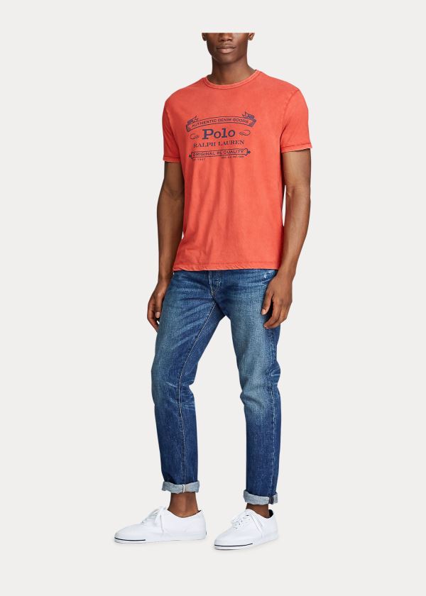 Koszulki Ralph Lauren Classic Fit Graphic T-Shirt Męskie Pomarańczowe | JCTV6493