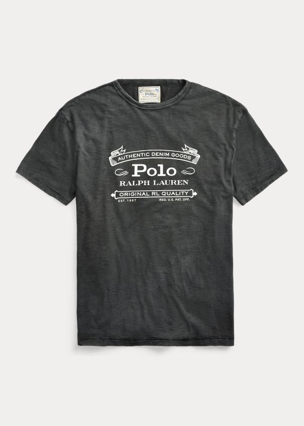 Koszulki Ralph Lauren Classic Fit Graphic T-Shirt Męskie Czarne | WLWB2900