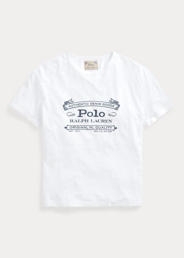 Koszulki Ralph Lauren Classic Fit Graphic T-Shirt Męskie Białe | QWXO2948