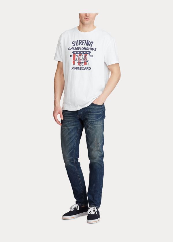 Koszulki Ralph Lauren Classic Fit Graphic T-Shirt Męskie Białe | TTMF5485