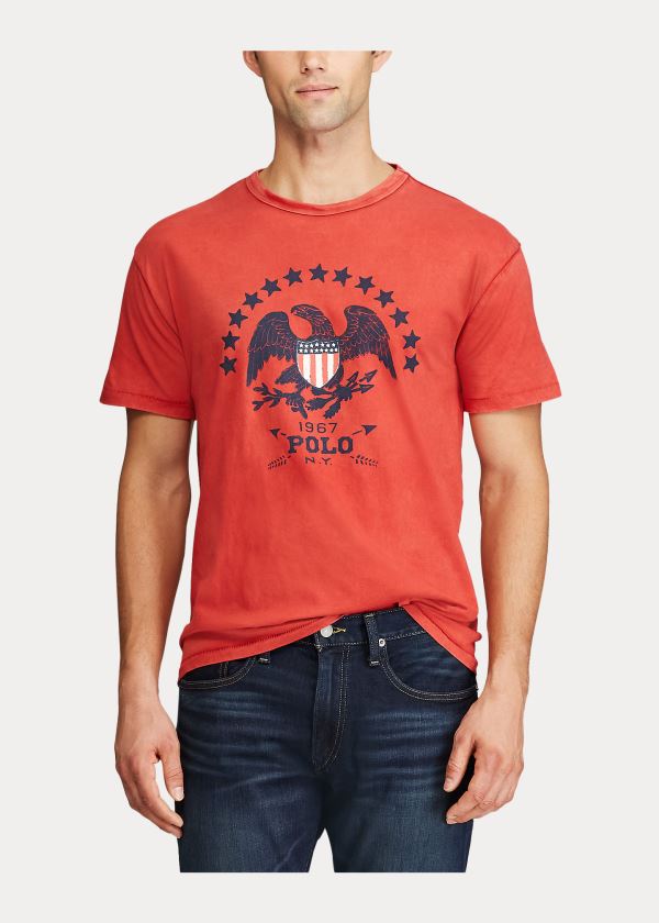 Koszulki Ralph Lauren Classic Fit Graphic T-Shirt Męskie Pomarańczowe | FZOU6009