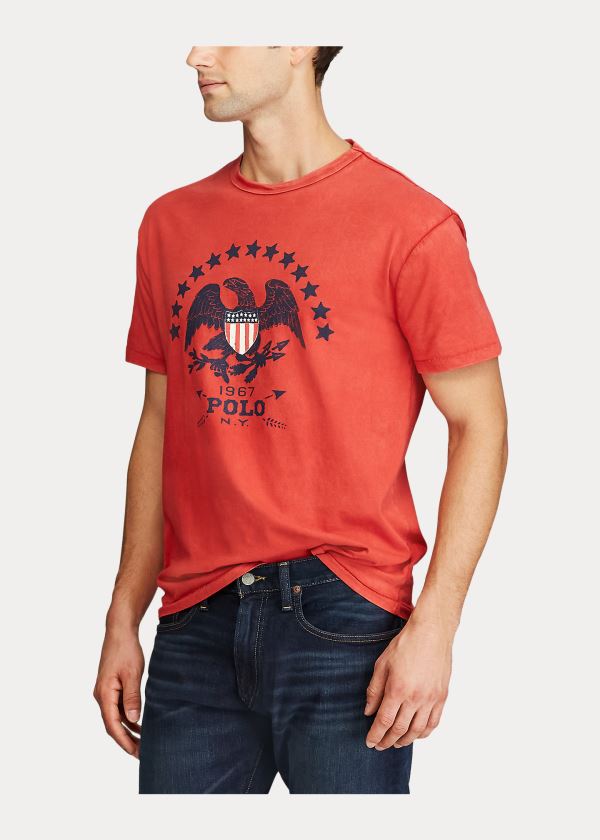 Koszulki Ralph Lauren Classic Fit Graphic T-Shirt Męskie Pomarańczowe | FZOU6009