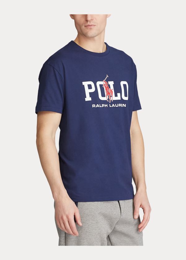 Koszulki Ralph Lauren Classic Fit Logo T-Shirt Męskie Granatowe | WART4211