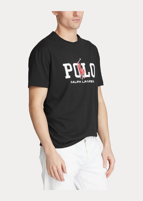 Koszulki Ralph Lauren Classic Fit Logo T-Shirt Męskie Czarne | EHPH4751