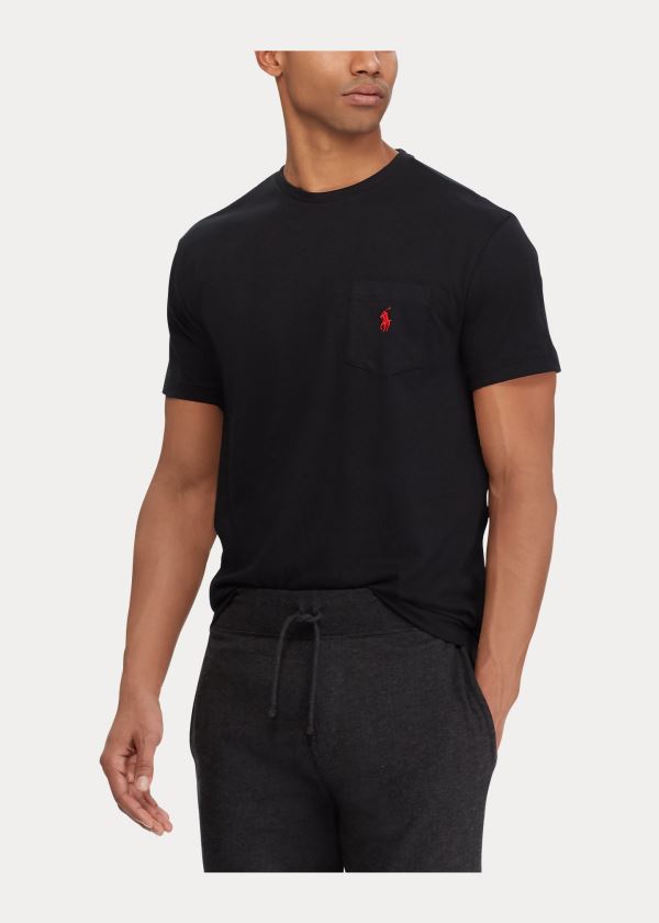 Koszulki Ralph Lauren Classic Fit Pocket T-Shirt Męskie Czarne | GNNZ2757