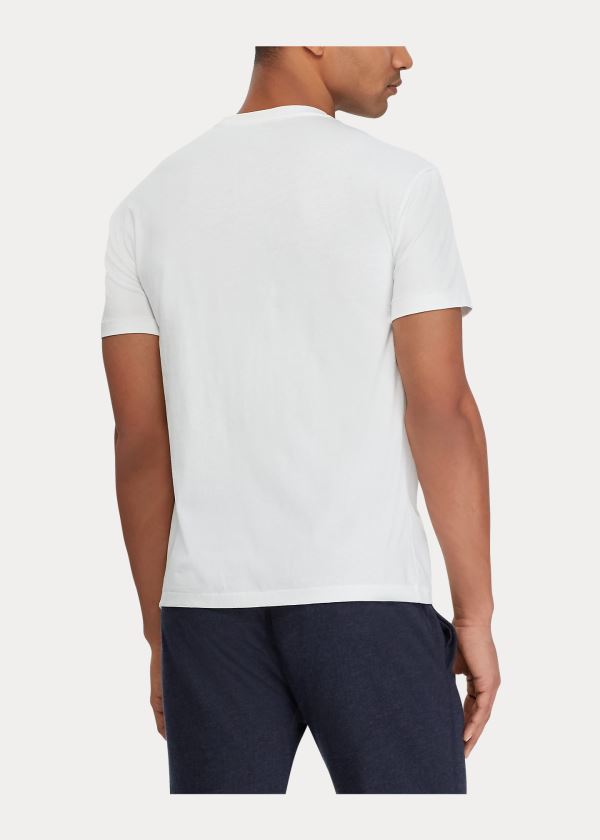 Koszulki Ralph Lauren Classic Fit Pocket T-Shirt Męskie Białe | JCOG6894