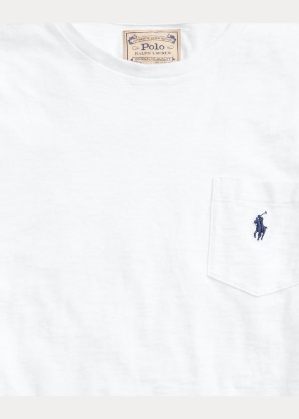 Koszulki Ralph Lauren Classic Fit Pocket T-Shirt Męskie Białe | JCOG6894