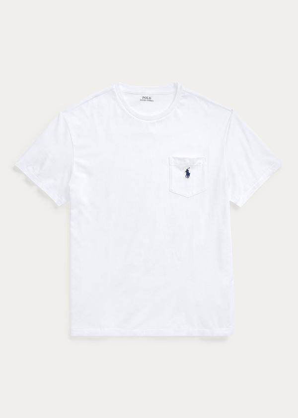 Koszulki Ralph Lauren Classic Fit Pocket T-Shirt Męskie Białe | JCOG6894