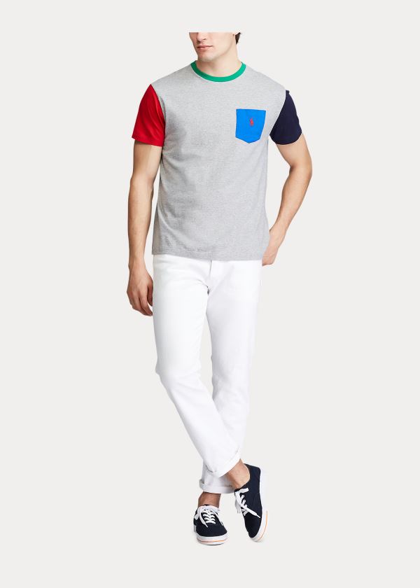 Koszulki Ralph Lauren Classic Fit Pocket T-Shirt Męskie Szare Kolorowe | LNTA4741