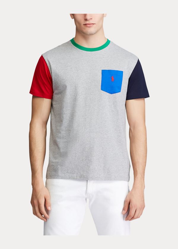 Koszulki Ralph Lauren Classic Fit Pocket T-Shirt Męskie Szare Kolorowe | LNTA4741