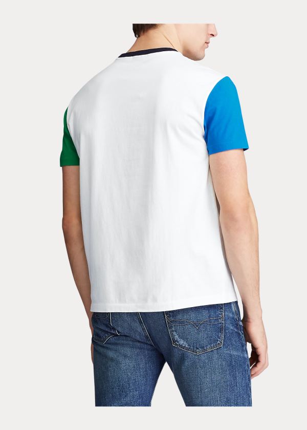 Koszulki Ralph Lauren Classic Fit Pocket T-Shirt Męskie Białe Kolorowe | QSPV9781